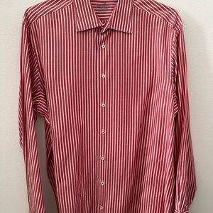 Van Laack Sartoriale Men's Red & White Stripe Dress Shirt